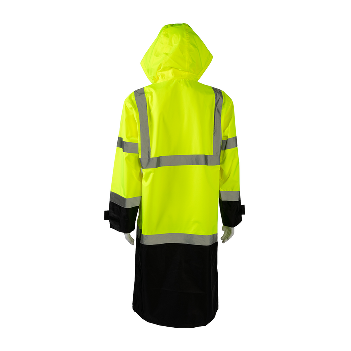 LBRC-48-C3 ANSI Class 3 Black Bottom Waterproof 48” Long Rain Coat