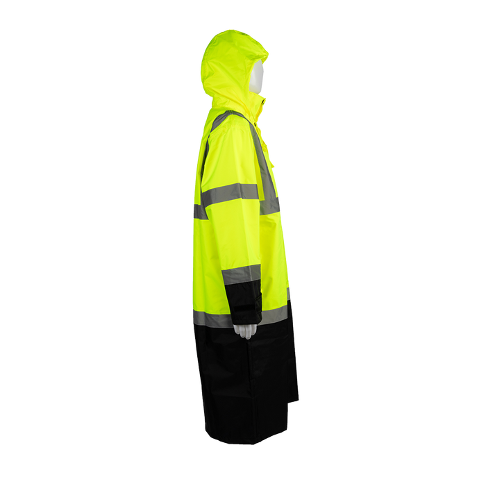 LBRC-48-C3 ANSI Class 3 Black Bottom Waterproof 48” Long Rain Coat