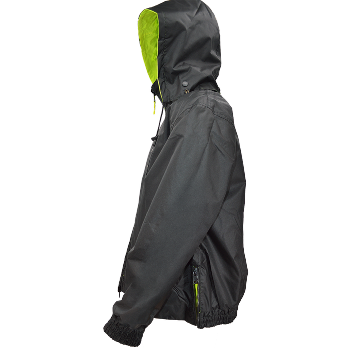 LBRVBJ29-C3 ANSI Class 3 Lime/Black Reversible Light Weight Waterproof Bomber Rain Jacket