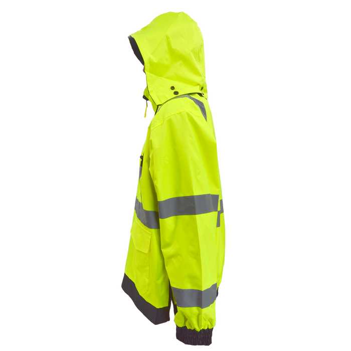LBRVBJ29-C3 ANSI Class 3 Lime/Black Reversible Light Weight Waterproof Bomber Rain Jacket