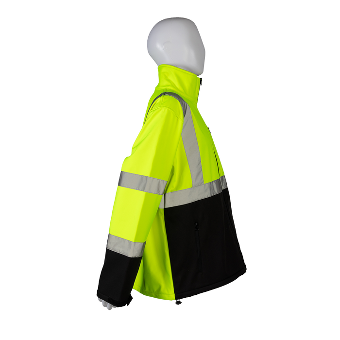 LBSFJ1-C3 ANSI 107-2015 Class 3 Two Tone LIME/Black Bottom Water Resistant Soft Shell Jacket