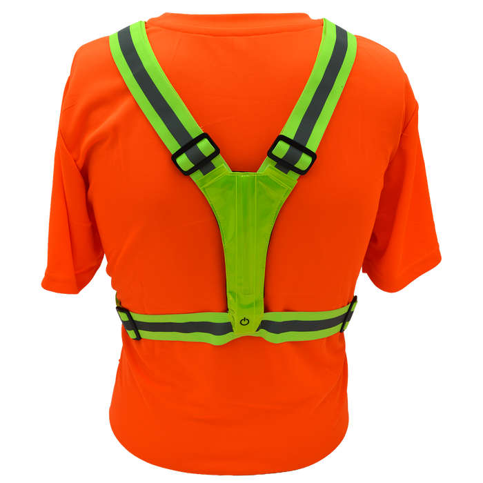 Petra Roc LHV-LEDVEST High Visibility Lime Reflective Safety Vest with Elastic & Adjustable Design and Built In LED Lighting for Outdoor Activities