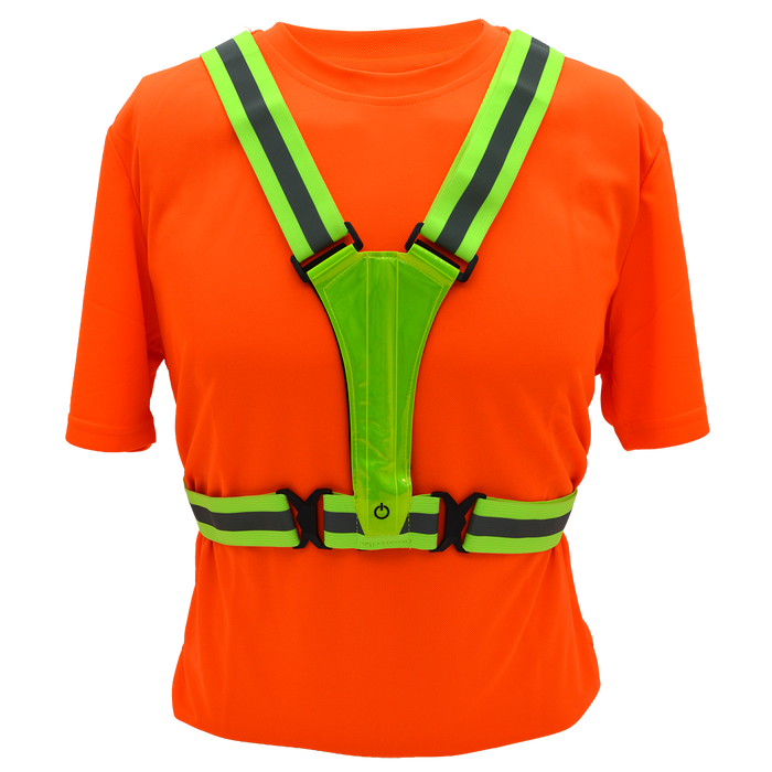 Petra Roc LHV-LEDVEST High Visibility Lime Reflective Safety Vest with Elastic & Adjustable Design and Built In LED Lighting for Outdoor Activities