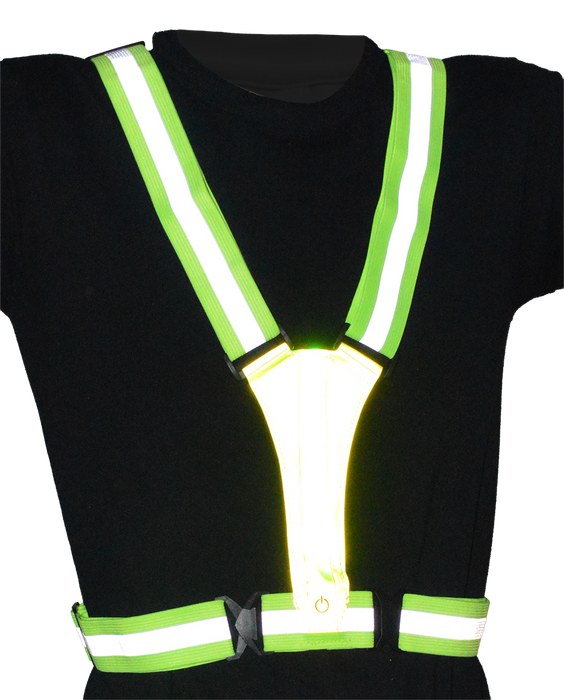 Petra Roc LHV-LEDVEST High Visibility Lime Reflective Safety Vest with Elastic & Adjustable Design and Built In LED Lighting for Outdoor Activities
