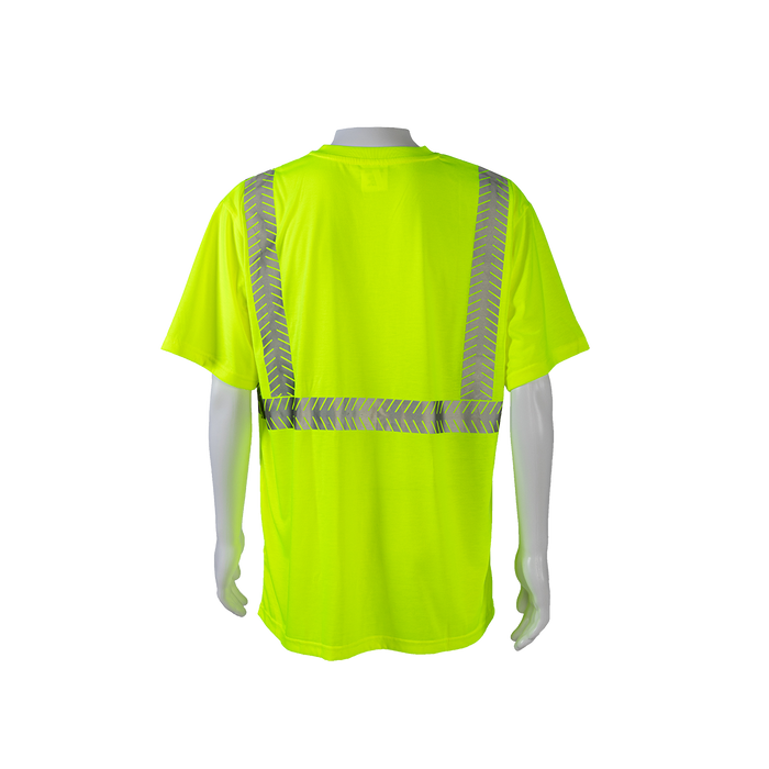 LJTS2 ANSI Class 2 High-Vis Lime Jersey Knit Pocket Short Sleeve T-Shirt