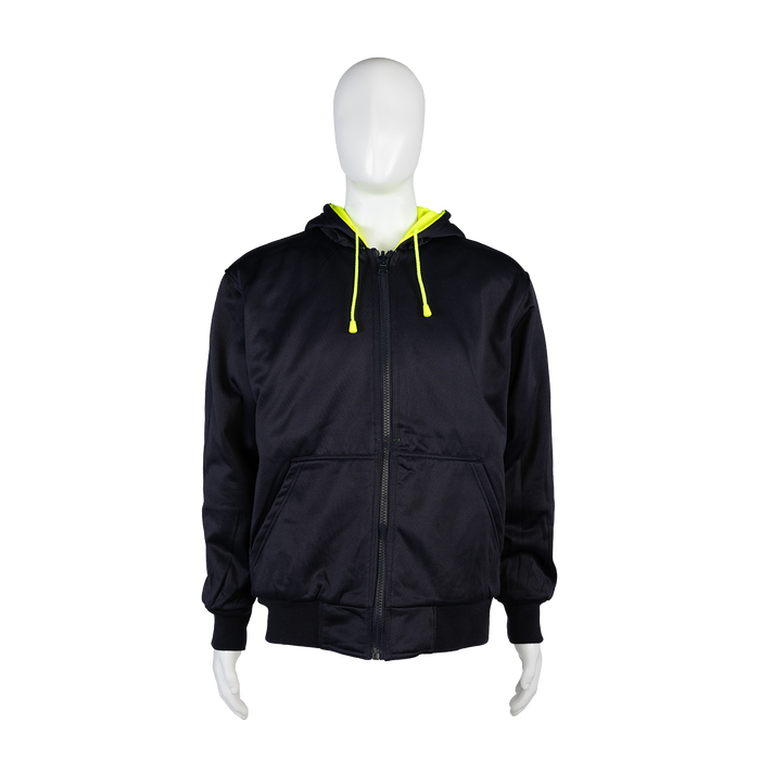 LNRVDWZHSW-C3 20 Oz. Double Weight Lime/Navy Reversible ANSI Class 3 Zip-Up Hooded Sweatshirt