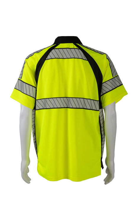 LBPS2-LUX Deluxe Style High-Vis Lime /Black Two Tone Short Sleeve Polo-Shirt-Black Collar