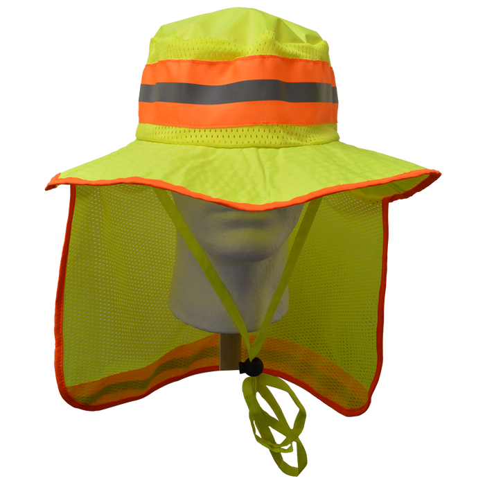 LRH/ORH-FBNS High Visibility Reflective Sun Bucket Hat Full Brimmed Ranger Hat Mesh Neck Shade