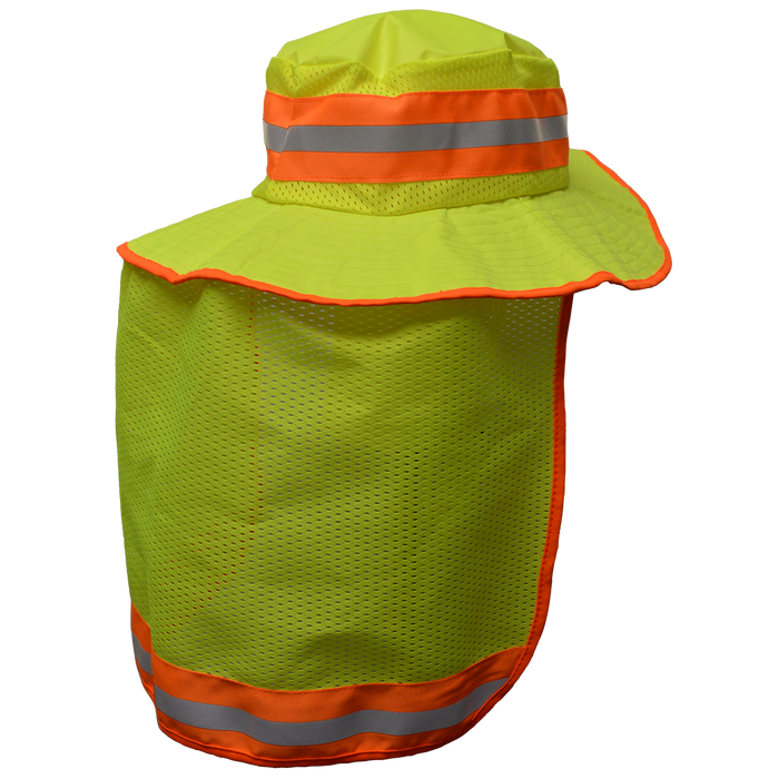 LRH/ORH-FBNS High Visibility Reflective Sun Bucket Hat Full Brimmed Ranger Hat Mesh Neck Shade