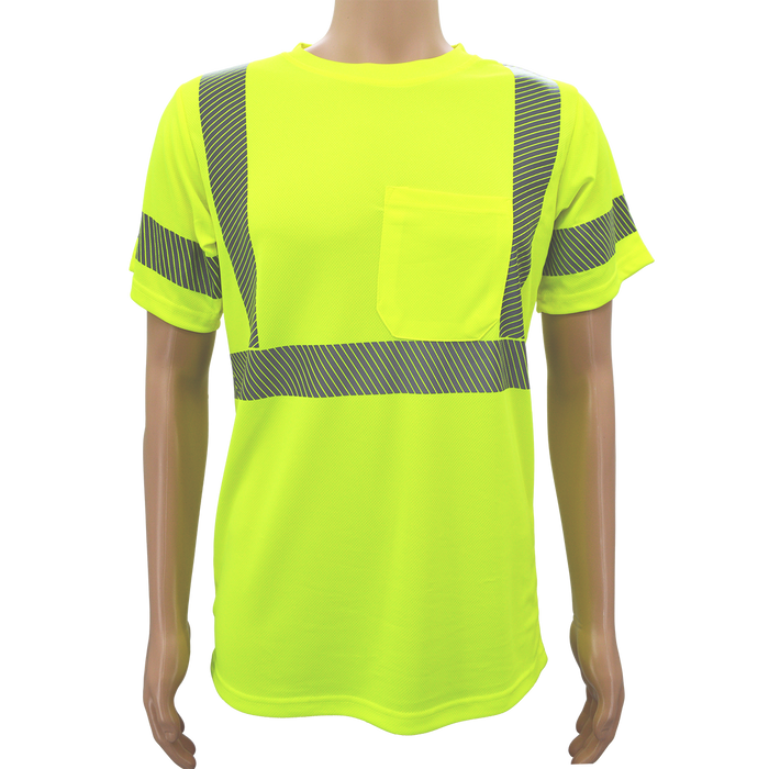 LTS3/OTS3-NEW ANSI Class 3 High-Vis Birdseye Mesh Short Sleeve T-Shirt With Segmented Reflective Tapes