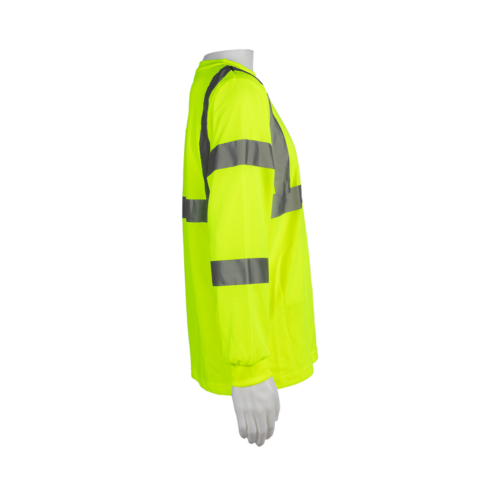 LTSL3 ANSI Class 3 High-Vis Lime Birdseye Mesh Long Sleeve T-Shirt