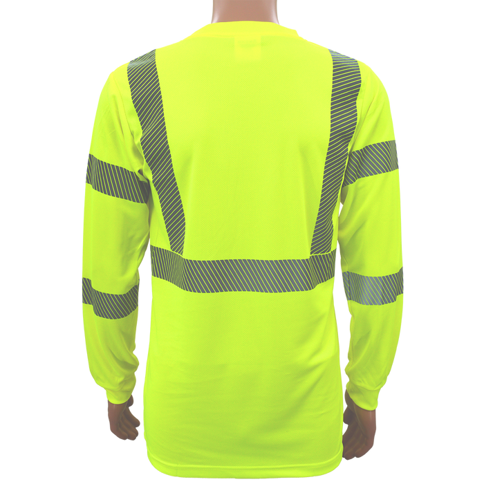 LTSL3-NEW/OTSL3 ANSI Class 3 High-Vis Birdseye Mesh Long Sleeve T-Shirt With Segmented Reflective Tapes