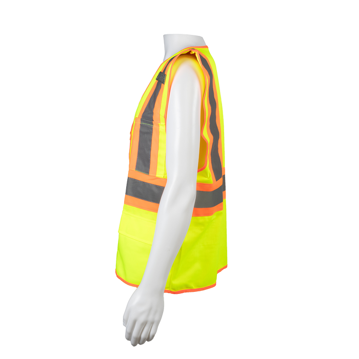 LV2-CB1 ANSI/ISEA CB1 Two Tone DOT Class II Safety Vest, Lime Solid