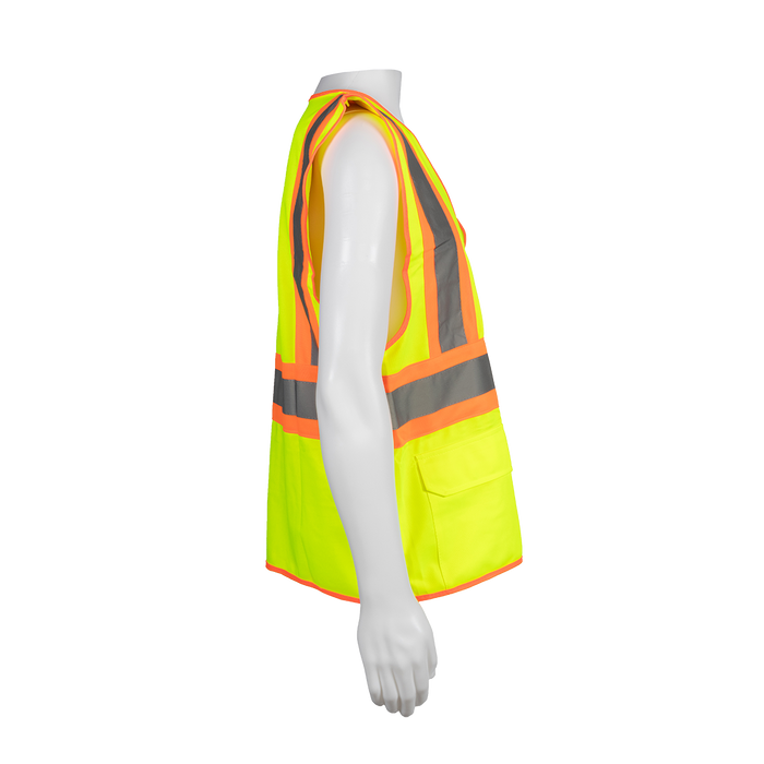 LV2-CB1 ANSI/ISEA CB1 Two Tone DOT Class II Safety Vest, Lime Solid