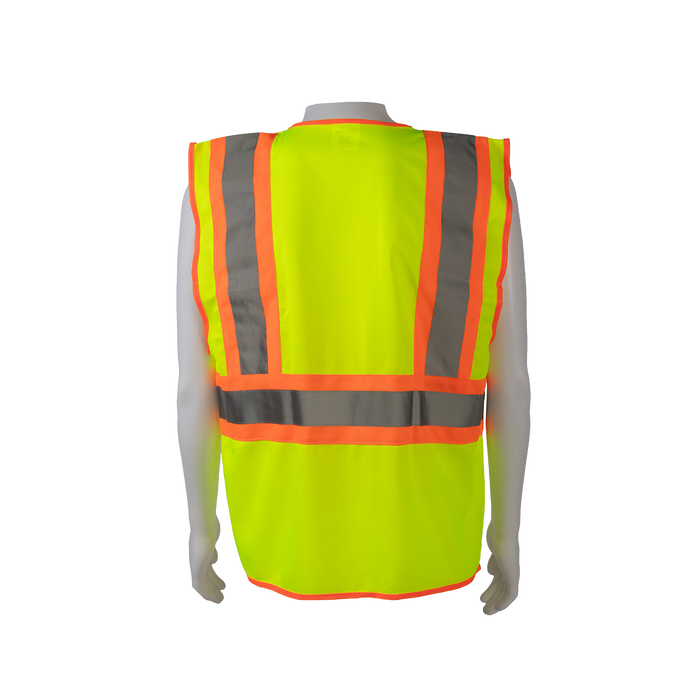 LV2-CB1 ANSI/ISEA CB1 Two Tone DOT Class II Safety Vest, Lime Solid