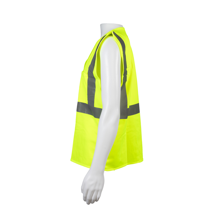 LV2-EC ANSI/ISEA 107-2020 CLASS 2 Economy Lime Solid Safety Vests Hook & Loop Closure