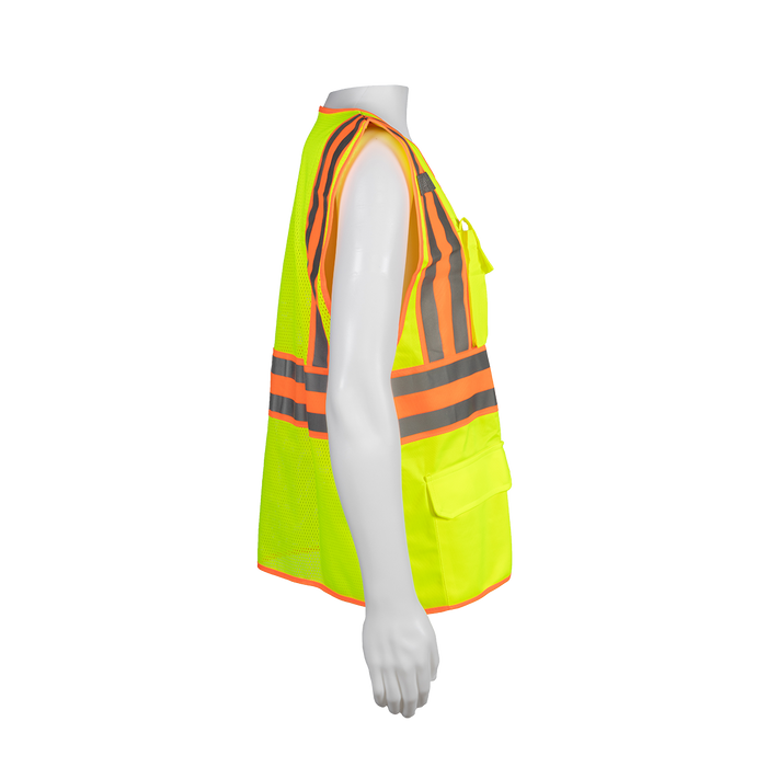 LV2-FSMBCB2 ANSI/ISEA Class II Solid Front Mesh Back Two Tone DOT Surveyors Vest