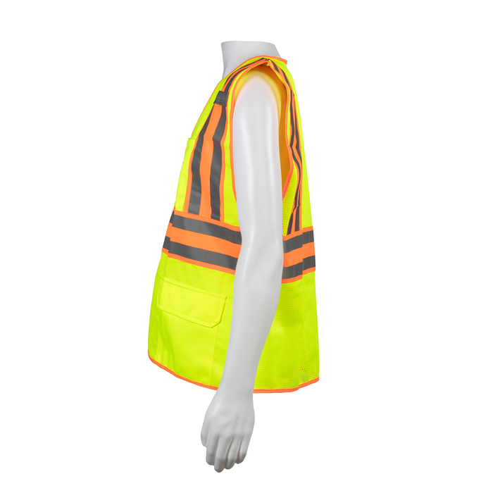 LV2-FSMBCB2 ANSI/ISEA Class II Solid Front Mesh Back Two Tone DOT Surveyors Vest