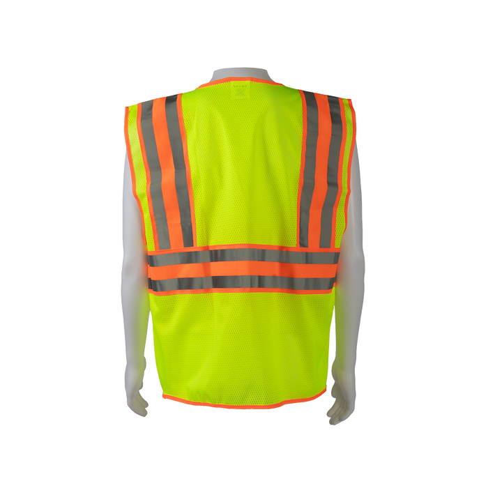 LV2-FSMBCB2 ANSI/ISEA Class II Solid Front Mesh Back Two Tone DOT Surveyors Vest