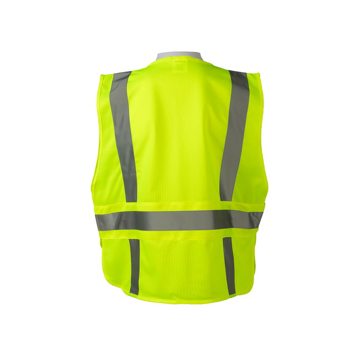 LV2-LPSV ANSI Class 2 All Lime Solid Expandable 5-Point Breakaway Public Safety Vest