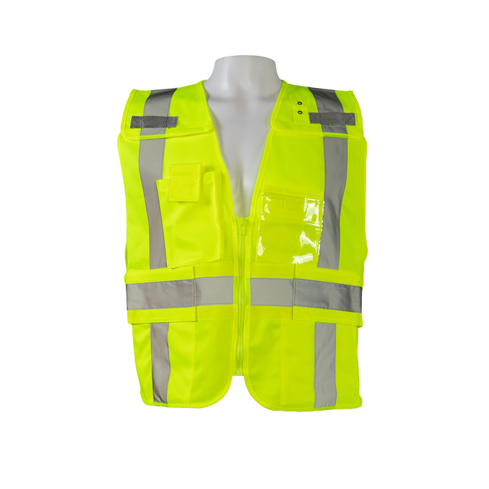 LV2-LPSV ANSI Class 2 All Lime Solid Expandable 5-Point Breakaway Public Safety Vest