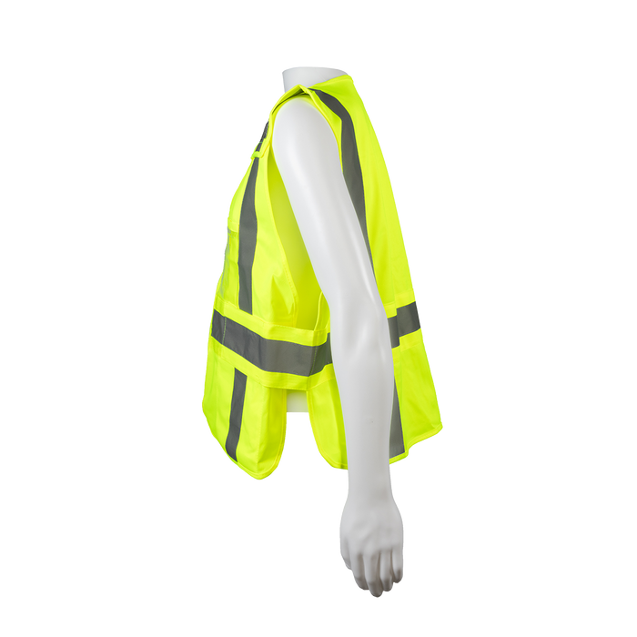 LV2-LPSV ANSI Class 2 All Lime Solid Expandable 5-Point Breakaway Public Safety Vest