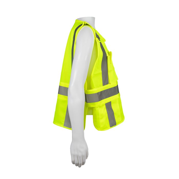 LV2-LPSV ANSI Class 2 All Lime Solid Expandable 5-Point Breakaway Public Safety Vest