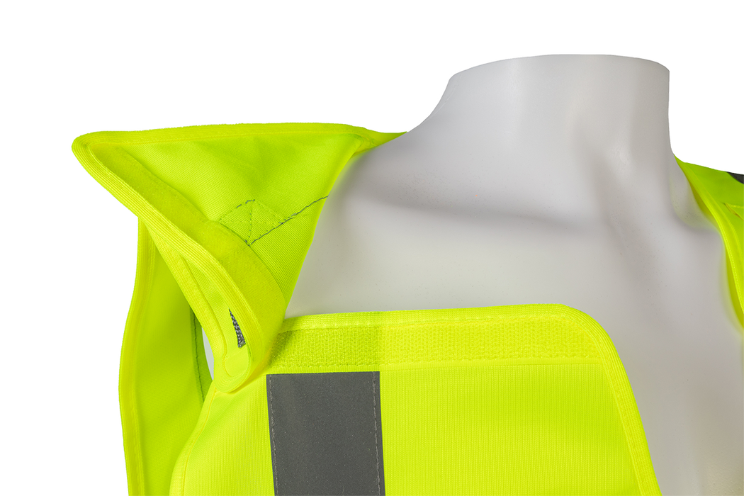 LV2-LPSV ANSI Class 2 All Lime Solid Expandable 5-Point Breakaway Public Safety Vest