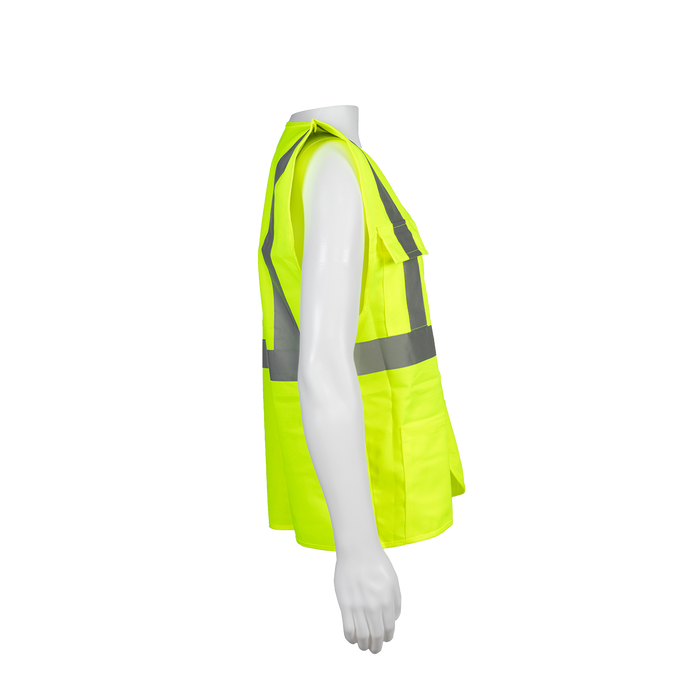 LV24 LIME SOLID ANSI CLASS II 4-Pocket Safety Vests