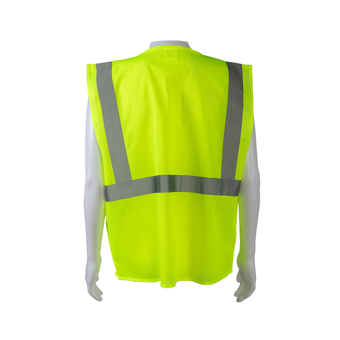 LVM2-CB0 ANSI/ISEA 107-2020 CLASS 2 LIME MESH Safety Vest Zipper Closure