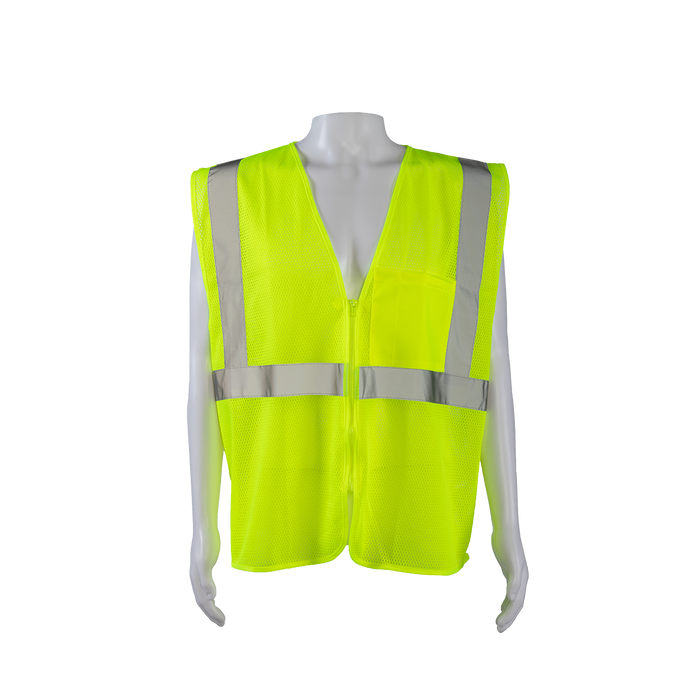 LVM2-CB0 ANSI/ISEA 107-2020 CLASS 2 LIME MESH Safety Vest Zipper Closure