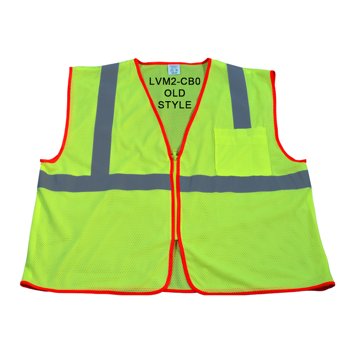 LVM2-CB0 ANSI/ISEA 107-2020 CLASS 2 LIME MESH Safety Vest Zipper Closure