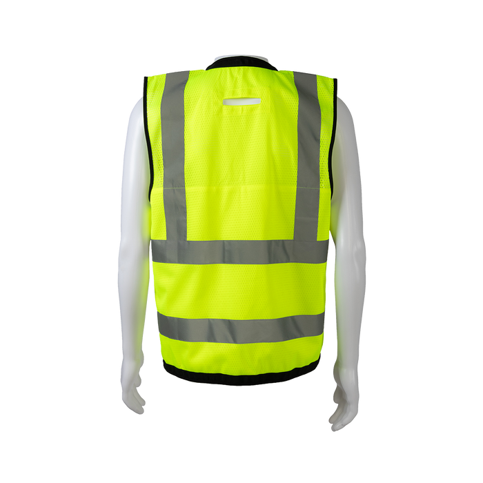 LVM2-HDSUV ANSI Class 2 Deluxe 8-Pocket Heavy Duty Surveyors Safety Vest High-Vis Lime Mesh