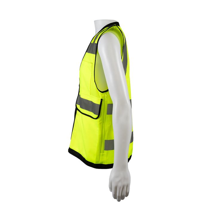 LVM2-HDSUV ANSI Class 2 Deluxe 8-Pocket Heavy Duty Surveyors Safety Vest High-Vis Lime Mesh