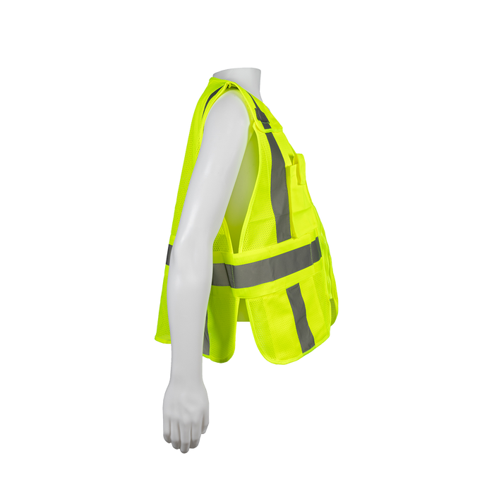 LVM2-LPSV ANSI Class 2 All Lime Mesh Expandable 5-Point Breakaway Public Safety Vest