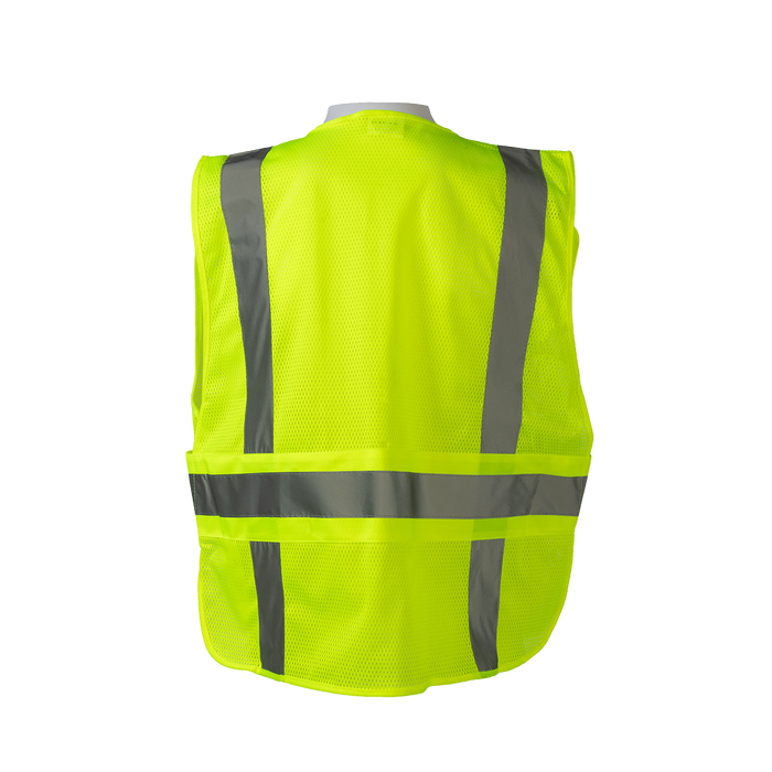 LVM2-LPSV ANSI Class 2 All Lime Mesh Expandable 5-Point Breakaway Public Safety Vest