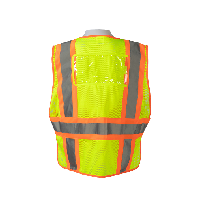 LVM2-PSVP ANSI Class 2 Lime Mesh Orange Contrast Two Tone Incident Command Breakaway Vest