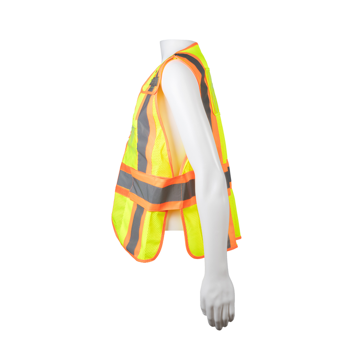 LVM2-PSVP ANSI Class 2 Lime Mesh Orange Contrast Two Tone Incident Command Breakaway Vest