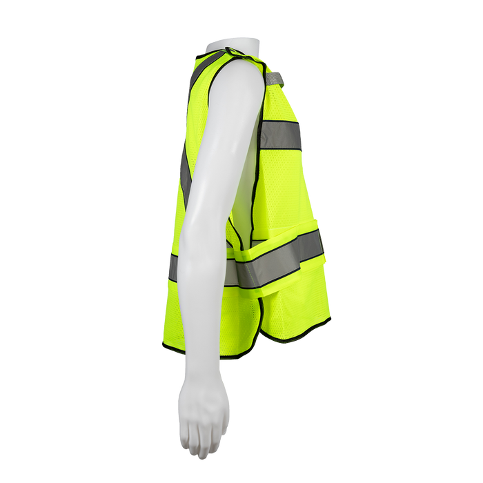 LVM2-VNPSV High-Vis Lime Mesh ANSI Class 2 Pullover V-Neck Breakaway Vest Reflective X on Back