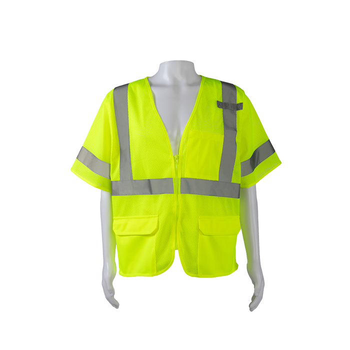 LVM3-Z ANSI/ISEA 107-2020 CLASS 3 Vest, Lime Mesh Zipper Closure