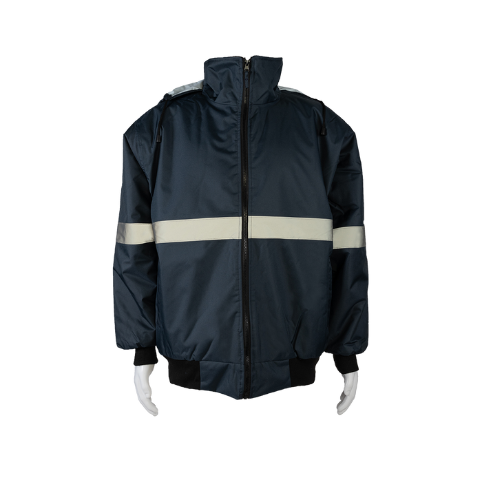 NVBJ-S1 Enhanced Visibility Waterproof Navy Blue Quilted Bomber Jacket