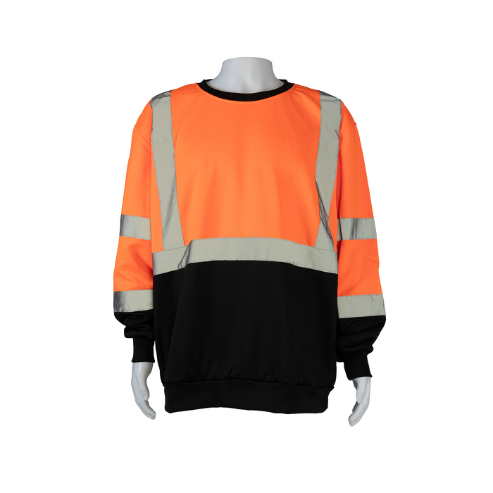 OBCSW-C3 ANSI 107-2020 Class 3 High-Vis Orange / Black Bottom Two Tone Crew Neck Sweatshirt