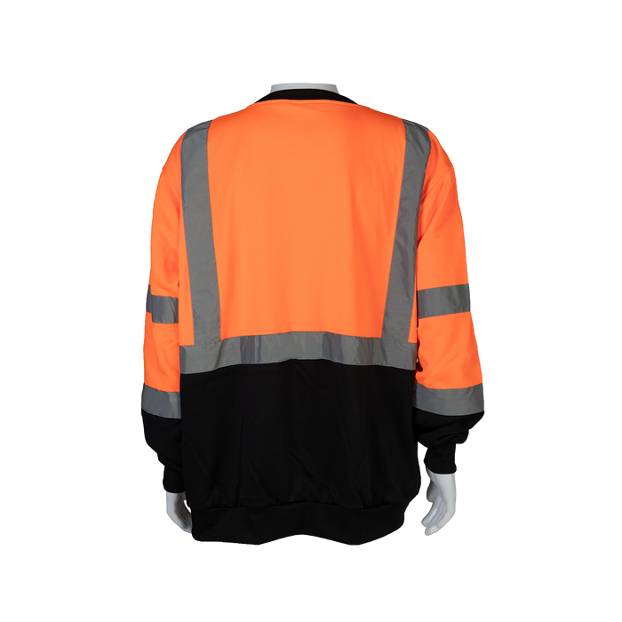 OBCSW-C3 ANSI 107-2020 Class 3 High-Vis Orange / Black Bottom Two Tone Crew Neck Sweatshirt