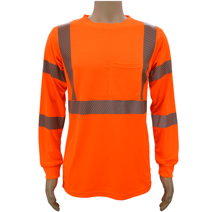 LTSL3-NEW/OTSL3 ANSI Class 3 High-Vis Birdseye Mesh Long Sleeve T-Shirt With Segmented Reflective Tapes