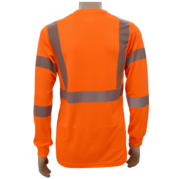 LTSL3-NEW/OTSL3 ANSI Class 3 High-Vis Birdseye Mesh Long Sleeve T-Shirt With Segmented Reflective Tapes