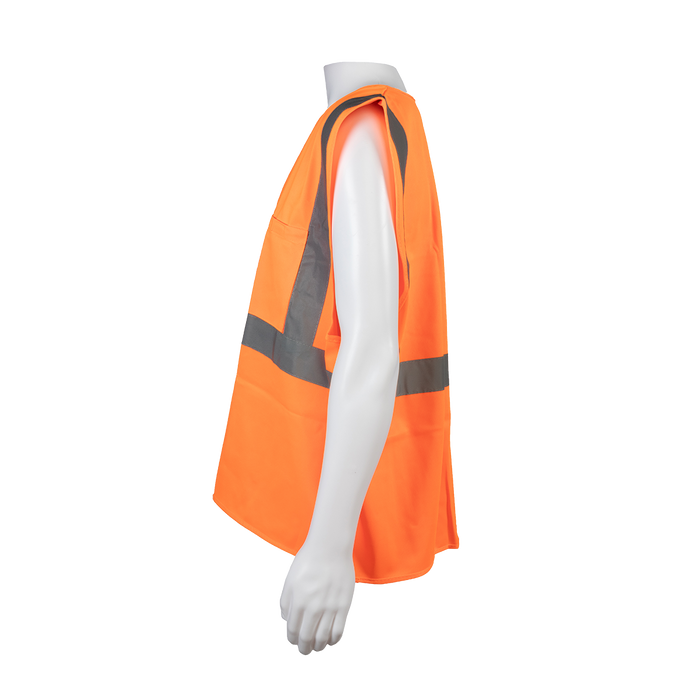 OV2-CB0 ANSI/ISEA 107-2015 CLASS 2 Orange Solid Safety Vest Zipper Closure