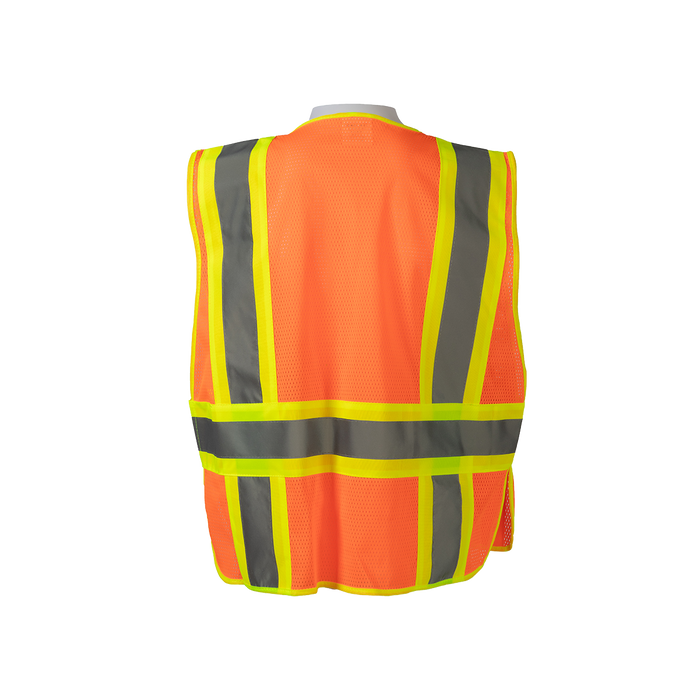 OVM2-PSV Orange Mesh/Lime Contrast Two Tone Expandable Breakaway Public Safety Vest