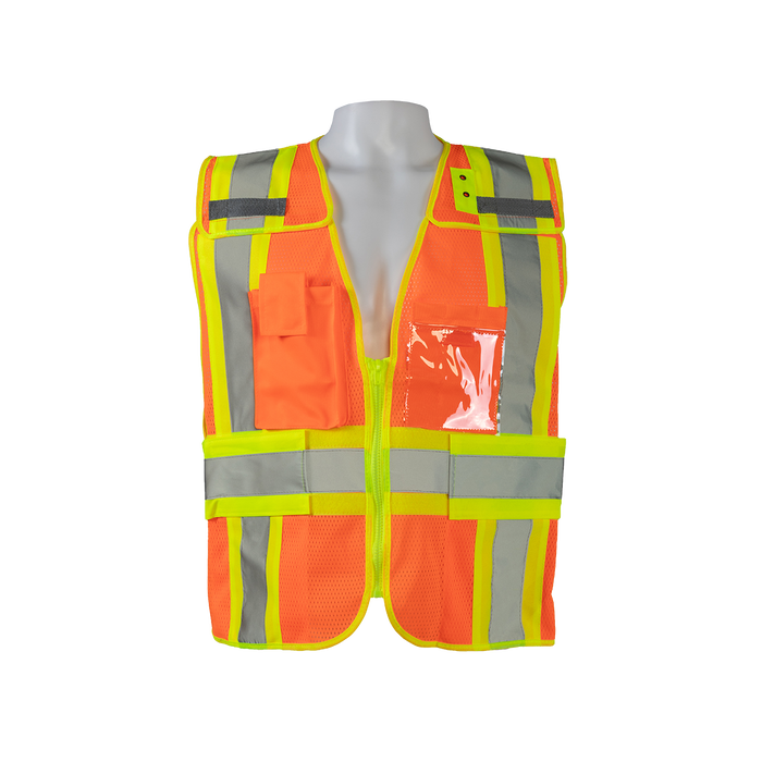 OVM2-PSV Orange Mesh/Lime Contrast Two Tone Expandable Breakaway Public Safety Vest