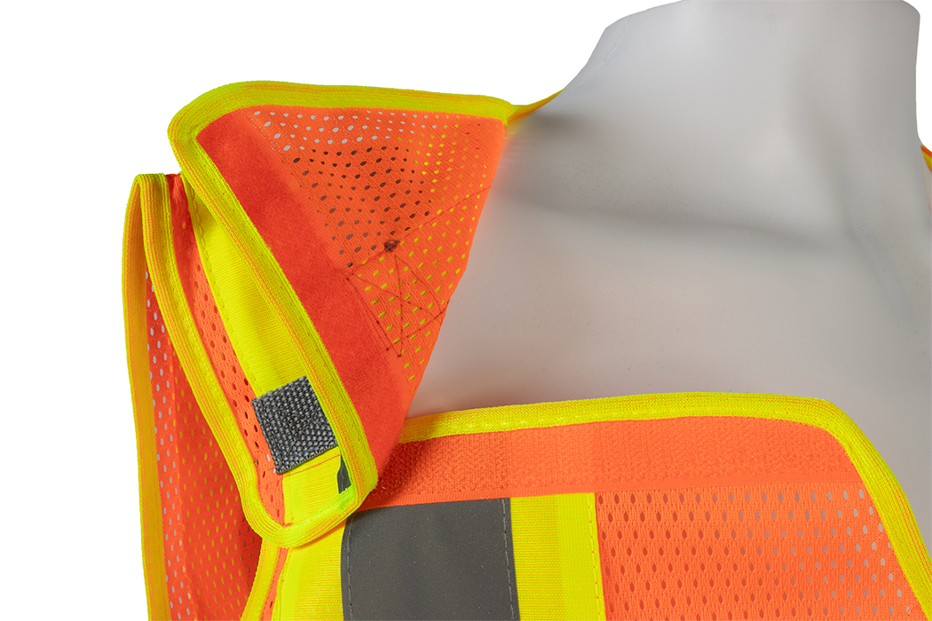 OVM2-PSV Orange Mesh/Lime Contrast Two Tone Expandable Breakaway Public Safety Vest