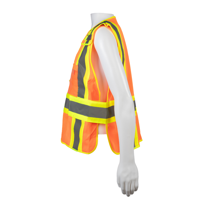 OVM2-PSV Orange Mesh/Lime Contrast Two Tone Expandable Breakaway Public Safety Vest